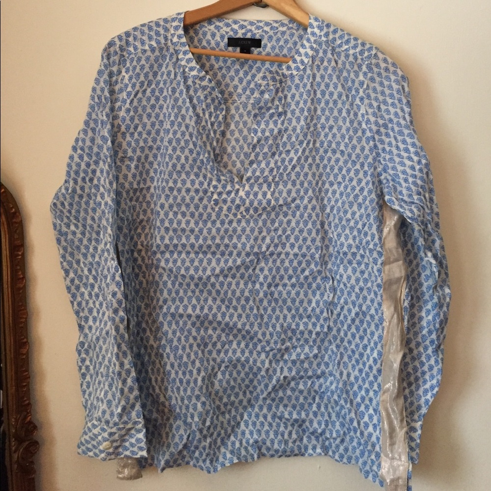 J.Crew tunic, size 8. Blue, white and gold